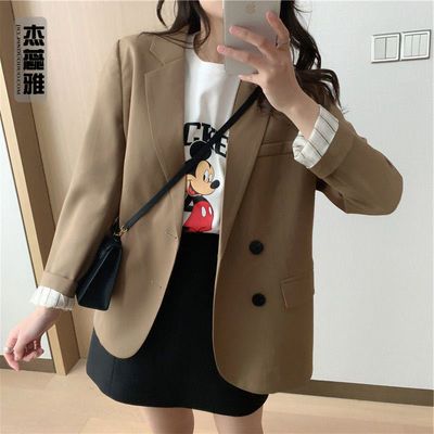 58390/复古小西装外套女韩版春季设计感小众休闲款常规版小西服上衣