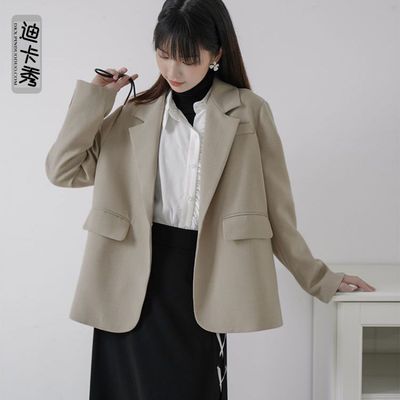 70478/春夏新款矮个子小西装乳白色黑色女jk外套潮ins设计感赫本风洋气