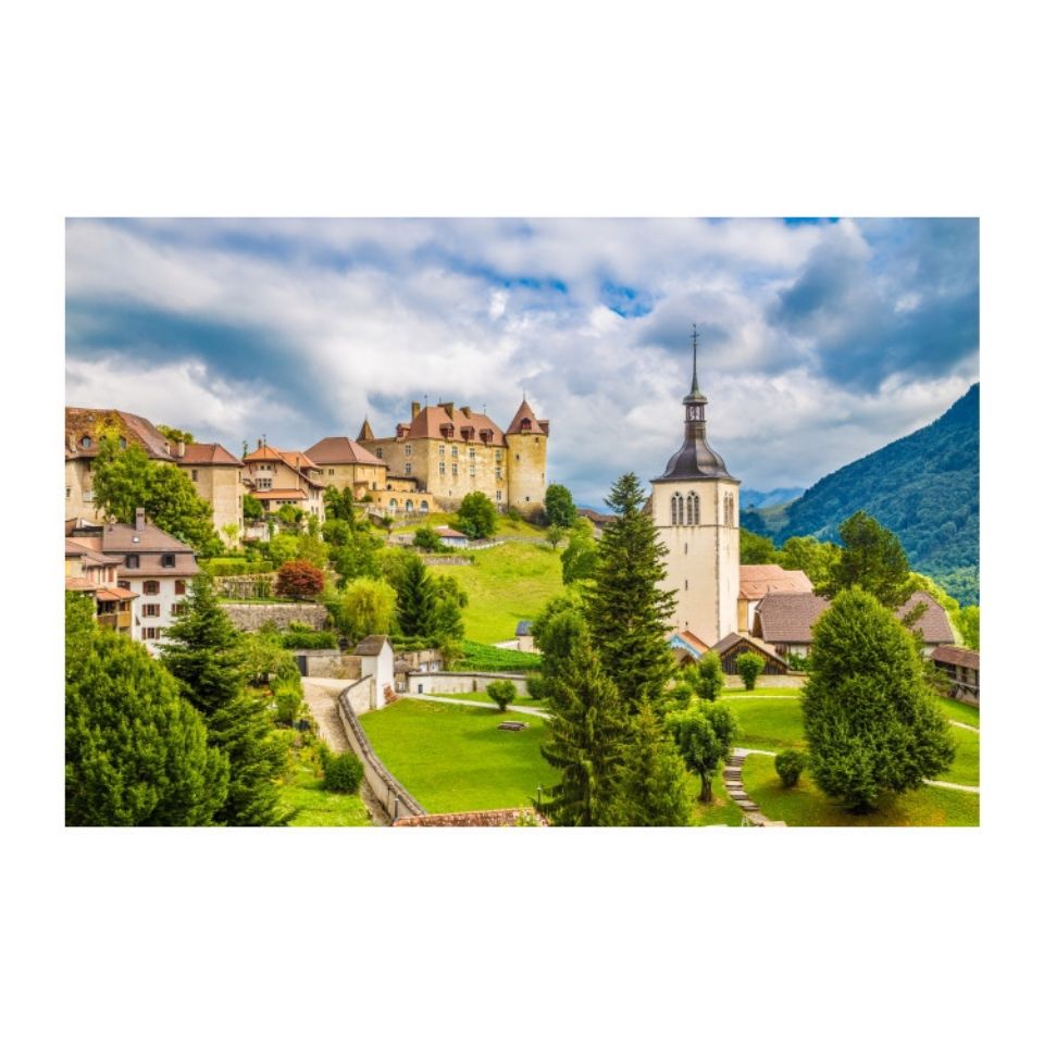 瑞士欧式城堡建筑风景画海报制作客厅房间酒店贴画墙画5312