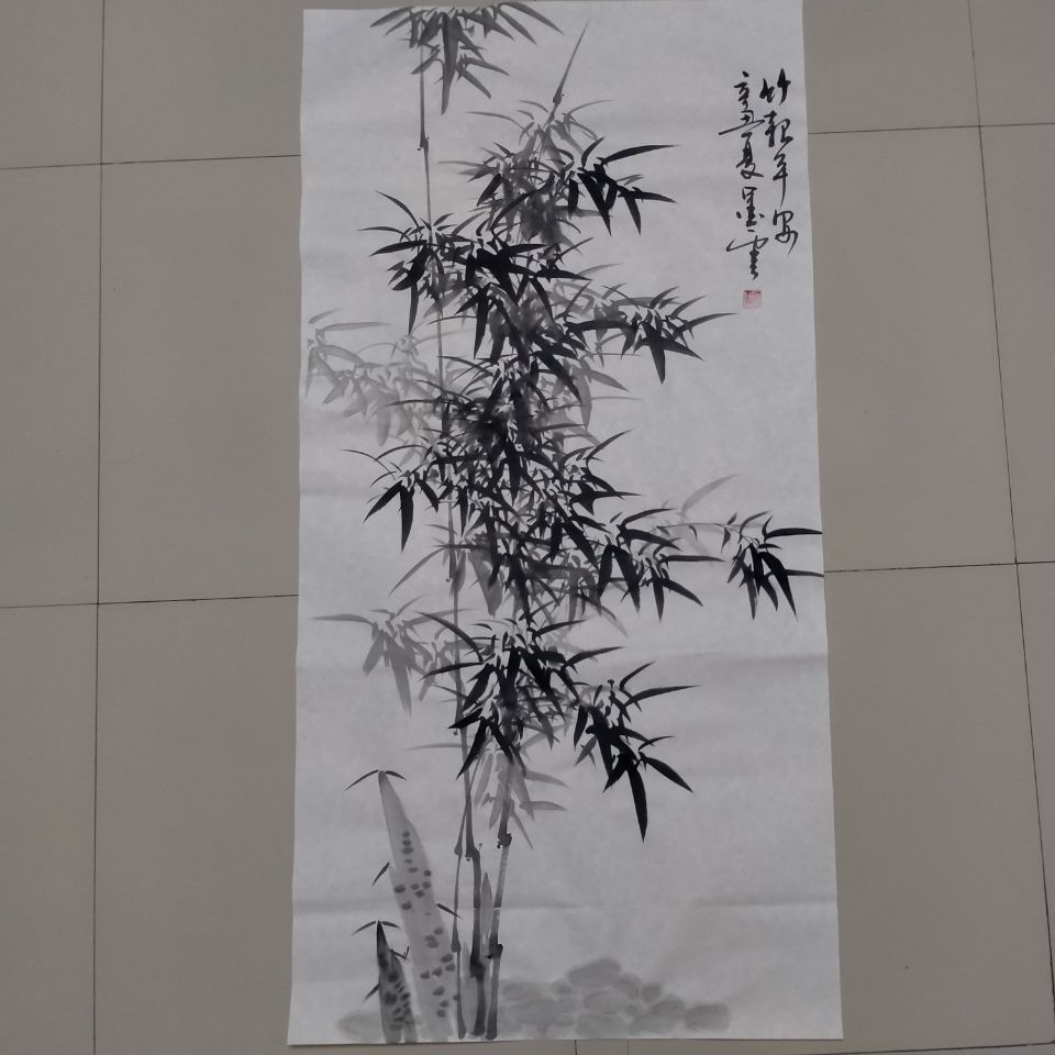 纯手绘国画作品四尺写意墨竹竹子客厅卧室书房茶室办公室装饰挂画