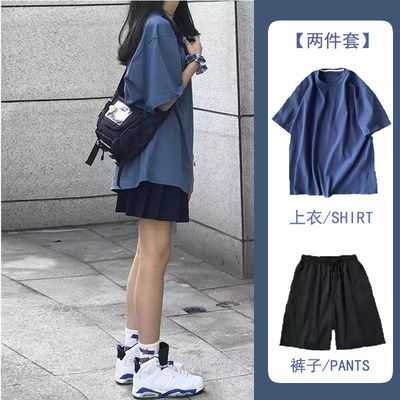 63323/单/套装2021年夏季时尚运动套装女学生宽松短袖短裤休闲两件套