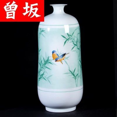 景德镇陶瓷器熊婕大师手绘喜祝富贵花瓶摆件客厅插花干花客厅装饰 虎窝拼