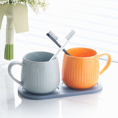 46947/北欧陶瓷马克杯漱口杯情侣套装简约刷牙杯子家用洗漱杯创意牙刷杯