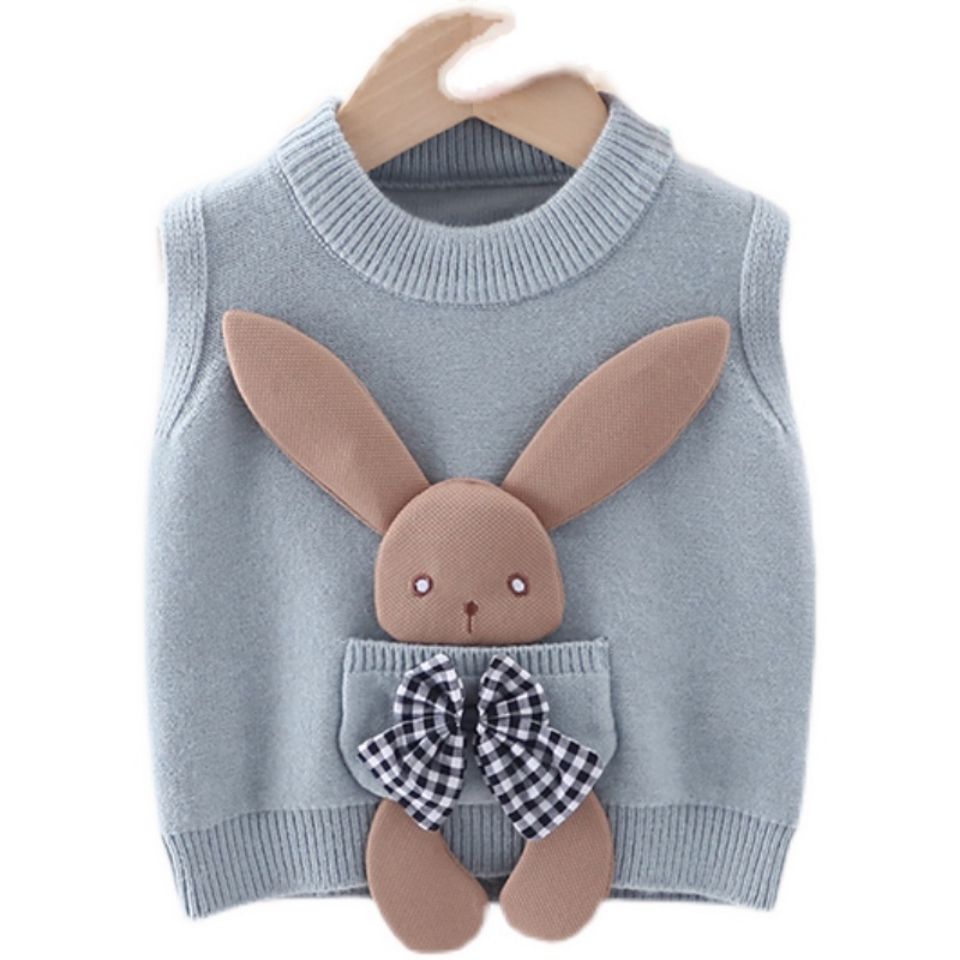 [pure cotton] children's Vest spring and autumn baby knitted cardigan girls' boys' outer vest waistcoat