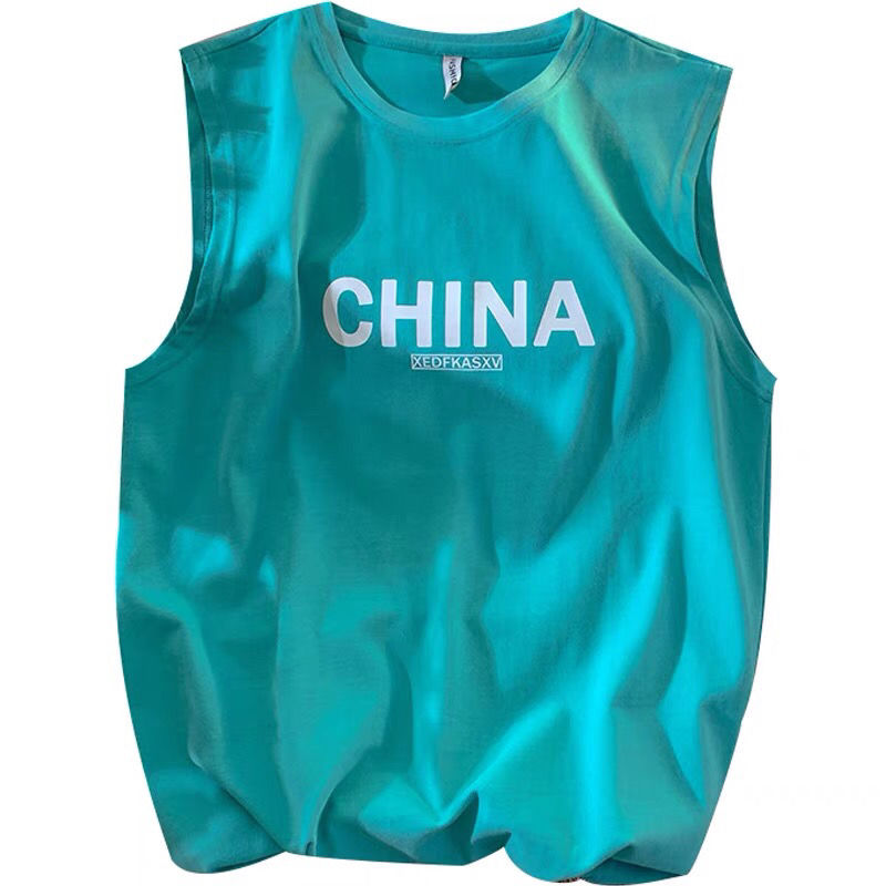Guochao sleeveless t-shirt women's summer loose BF outerwear sports vest ins tide net red Korean students all-match
