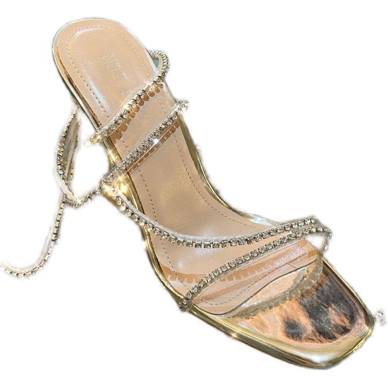 Naomi Min'er Luna's Garden Rhinestone Fairy Cross Strap Goddess Crystal Shoes Stiletto Sandals