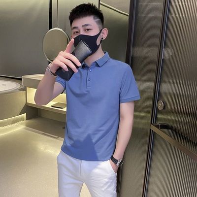 53570/polo衫男韩版潮流夏季薄款纯色短袖2021新款潮牌简约百搭翻领t恤
