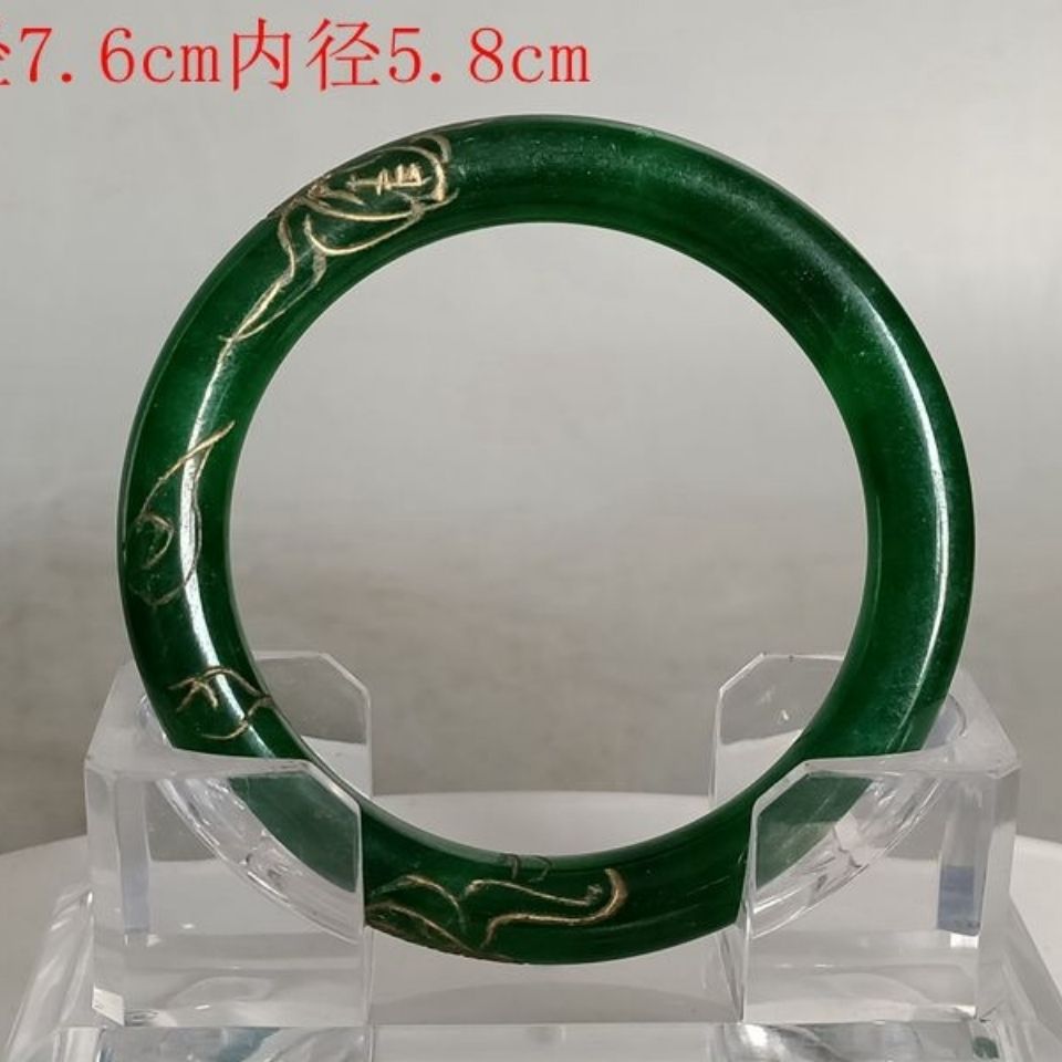 古董古玩翡翠,清代刻画冰种翡翠手镯