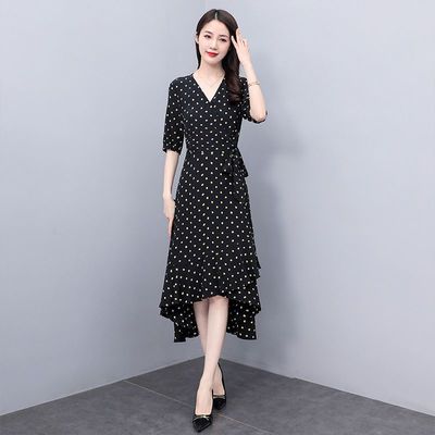 75770/丝柏舍2021秋季新款圆点淑女修身时尚气质优雅小清新女士连衣裙H