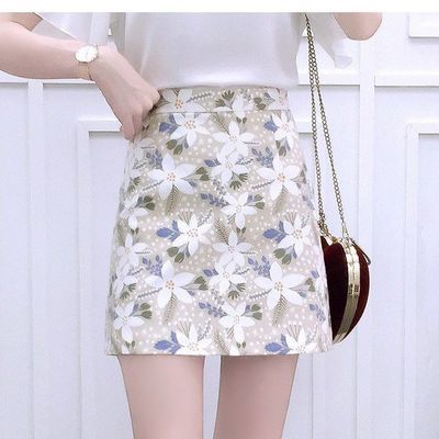 65961/2021夏新款女印花半身裙A字高腰显瘦包臀气质优雅中国风古典短裙