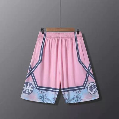 77687/篮球短裤男夏季薄款宽松外穿冰丝五分裤子运动潮流中裤休闲大裤衩