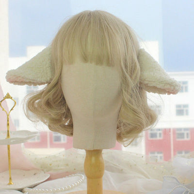 90001/原创手作 小羊耳朵 边夹 羊咩咩Lolita发饰 呲甜头饰甜美羊耳发夹