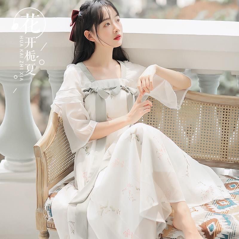 原创中国风日常汉元素改良连衣裙夏仙女超仙古风汉服装少女长裙子 Mo沫公主