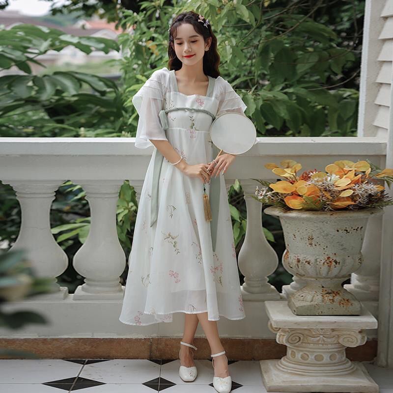 原创中国风日常汉元素改良连衣裙夏仙女超仙古风汉服装少女长裙子 Mo沫公主
