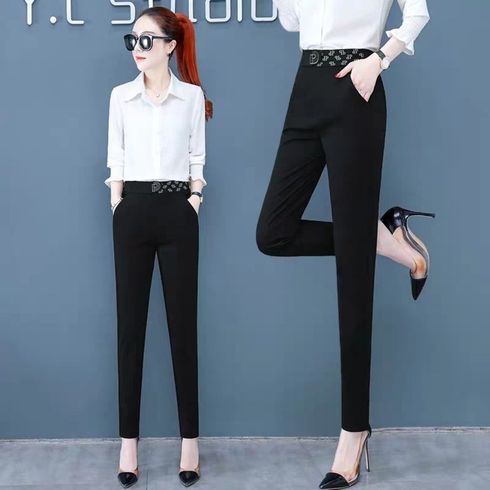 Spring / summer  Harun casual suit women's elastic high waist straight tube loose casual Korean version Slim small foot pipe pants