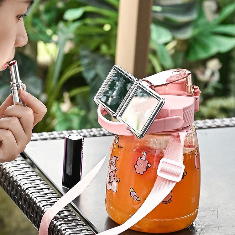 大容量手机支架大肚杯便携可爱儿童杯学生网红户外手提运动水壶