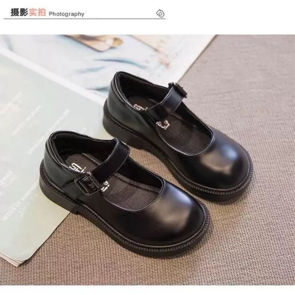 女童鞋公主鞋2023年秋季新款黑色小皮鞋儿童软底学生演出单鞋百搭
