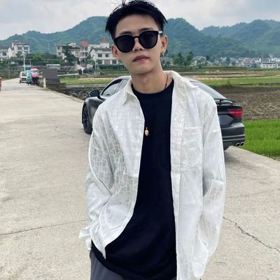 54107/精神小伙衬衫男快手网红花百万同款潮流冰丝上衣社会男防晒外套潮