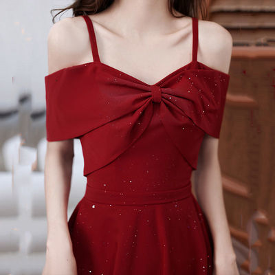 172768/敬酒服新娘2022新款夏季答谢宴会小个子气质结婚订婚红色晚礼服女