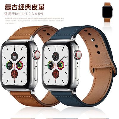 苹果表带Apple watch真皮表带适用iwatch 654321苹果手表SE男女款