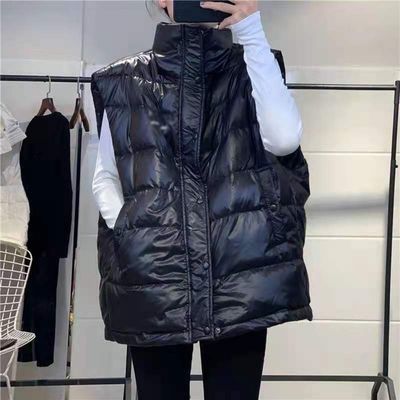 51154/画伊高领羽绒马甲女秋冬新款白鸭绒加厚羽绒服背心宽松大码外套潮