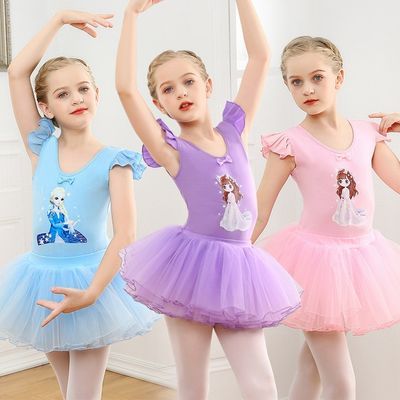儿童舞蹈服练功服春夏冰雪奇缘幼儿拉丁中国舞芭蕾舞裙短袖女童装优惠商品图片