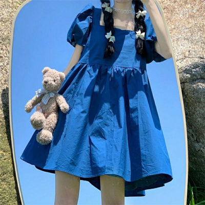 55789/高质量新款连衣裙女2021夏季韩版宽松方领显瘦裙子