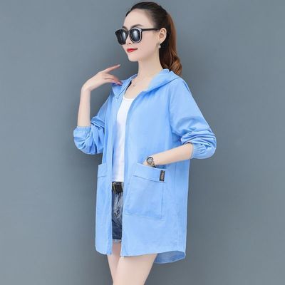54801/防晒衣女中长款2021夏季新款宽松大码韩版防晒服防紫外线薄款外套