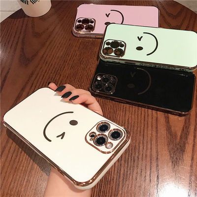 52351/侧边电镀笑脸iPhone12手机壳苹果11/xr/xsmax情侣8p网红7plus防摔