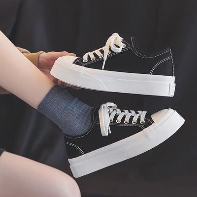 54446/2021新款夏季小白鞋厚底女鞋韩版百搭帆布鞋女学生休闲透气板鞋