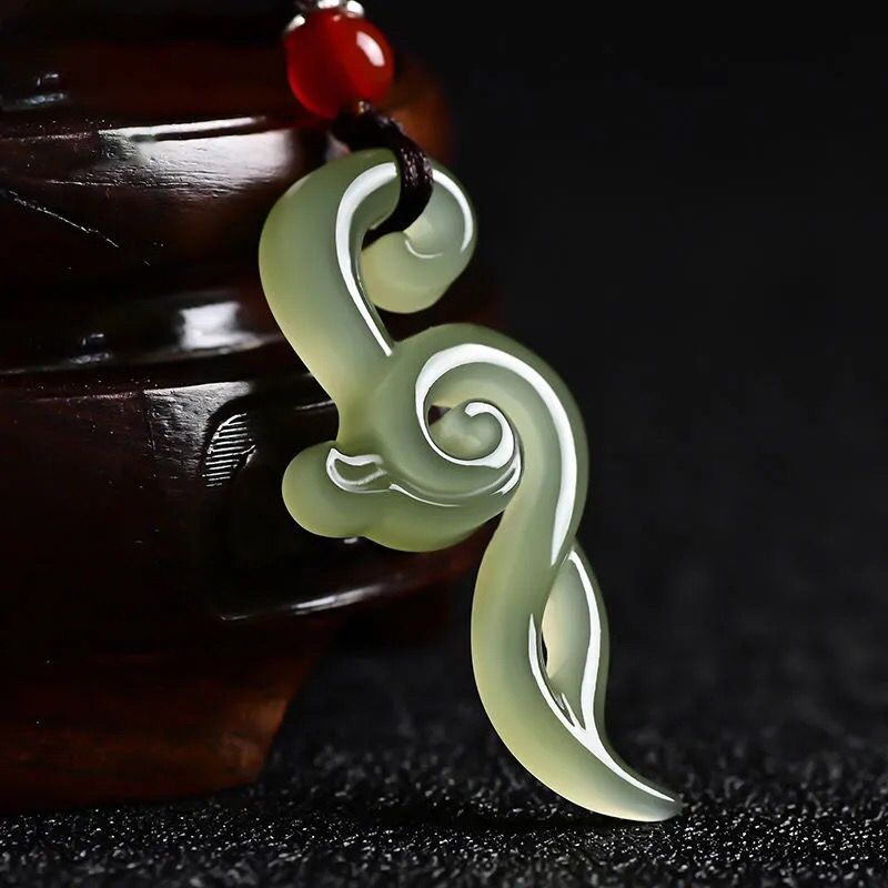 和田玉青玉守护平安符吊坠男女天然玉石项链平安如意挂件音符玉佩