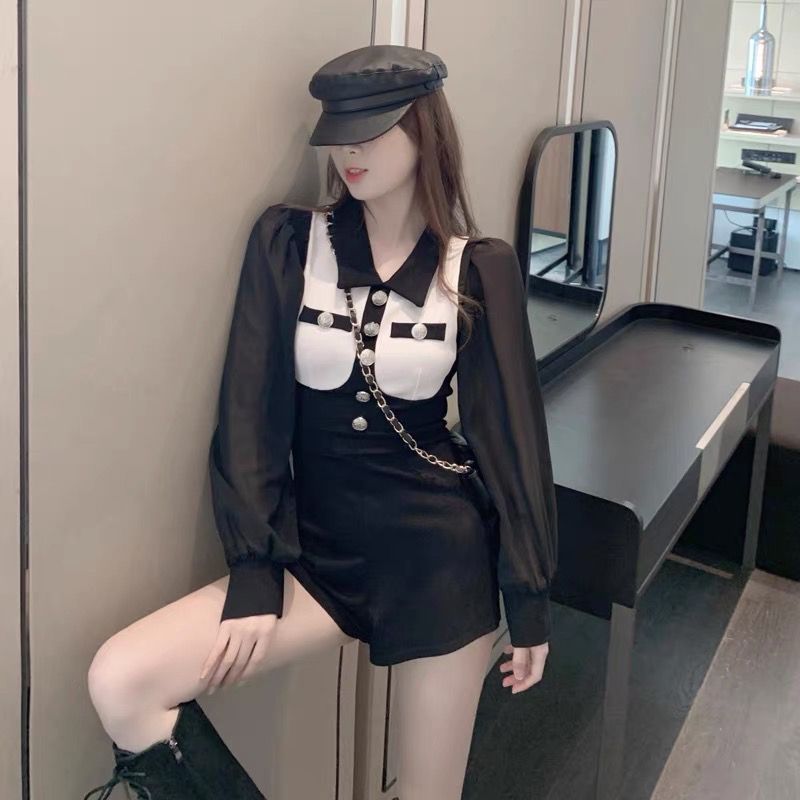 2023 new jumpsuits small man autumn and winter fashion temperament self-cultivation thin sexy wide-leg jumpsuit shorts women