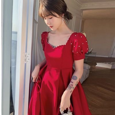 69324/敬酒服新娘结婚订婚礼服女宴会气质平时可穿礼服裙长款优雅气质夏