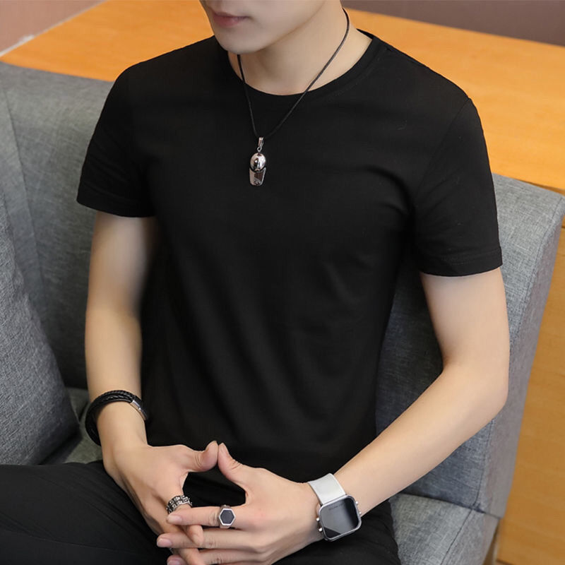 54239-w男女同款不起球高品质有弹力短袖T恤男士打底衫修身半袖-详情图