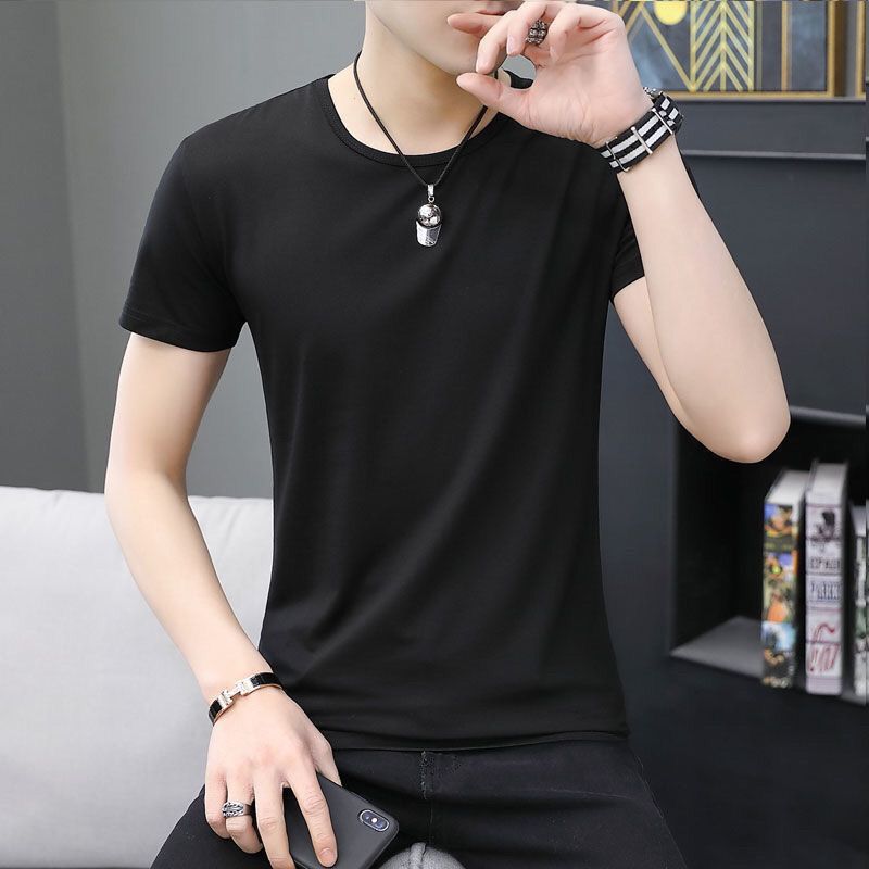 54239-w男女同款不起球高品质有弹力短袖T恤男士打底衫修身半袖-详情图