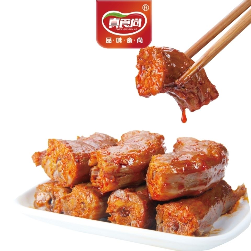 54312-真食尚香辣烤脖麻辣卤味熟食黑鸭味烤脖鸡脖独立包装休闲零食批发-详情图