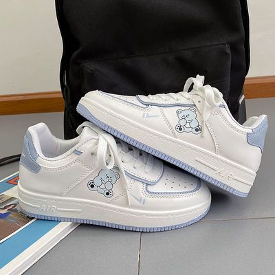 62745/太空宇航员小熊白鞋女2021夏秋新款学生韩版ulzzang百搭厚底板鞋