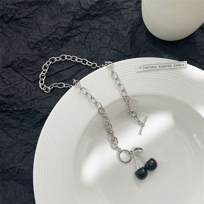 57274/黑色樱桃暗黑系项链女锁骨链小众设计感脖颈链嘻哈ins潮夏季甜酷