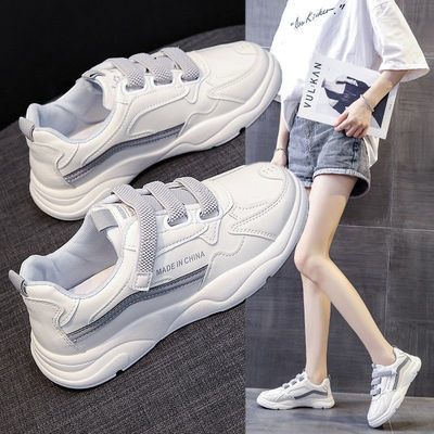 72962/爆款魔术贴小白鞋女2021秋季新款百搭休闲运动女鞋兔系带网红女鞋