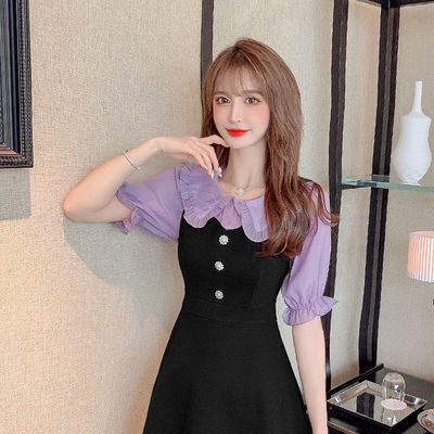 54822/2021夏新款大码女装娃娃领时尚休闲遮肚显瘦韩版职业短裤单两件套