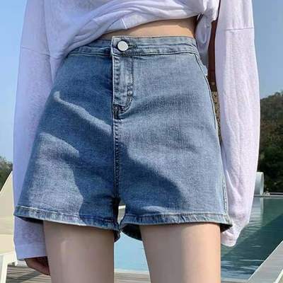 55941/【牛仔短裤女】夏季薄款高腰显瘦热裤新款阔腿短裤浅蓝色百搭ins【8月27日发完】