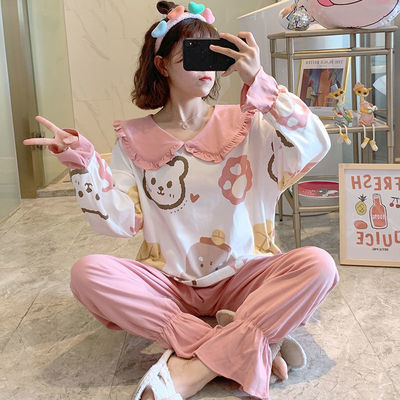 70472/睡衣女春秋冬季韩版2021甜美公主风套装女士大码学生家居服可外穿