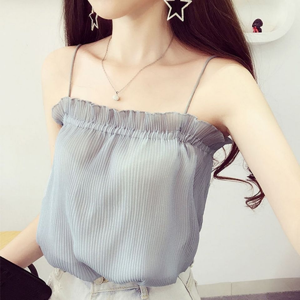 Oversized fat mm300 catties chiffon sexy camisole female summer outerwear loose strapless sleeveless inner top