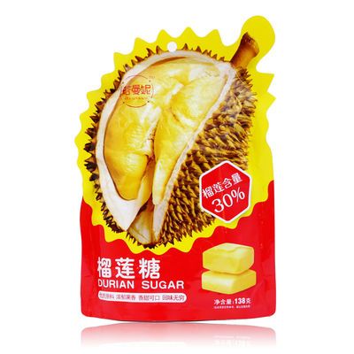 57761/塔曼妮榴莲糖30%榴莲果肉特浓榴莲味软糖奶糖休闲结婚喜零食糖果