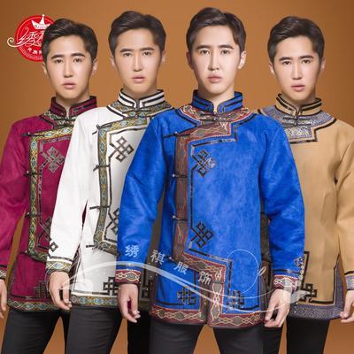 蒙古族服装男士马头琴演出服 少数民族生活装 舞蹈服 短款蒙古袍
