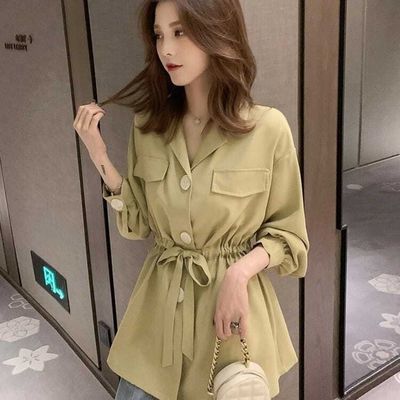 75987/2021春秋装新款韩版系带灯笼袖衬衫女神小个子百搭上衣宽松衬衣