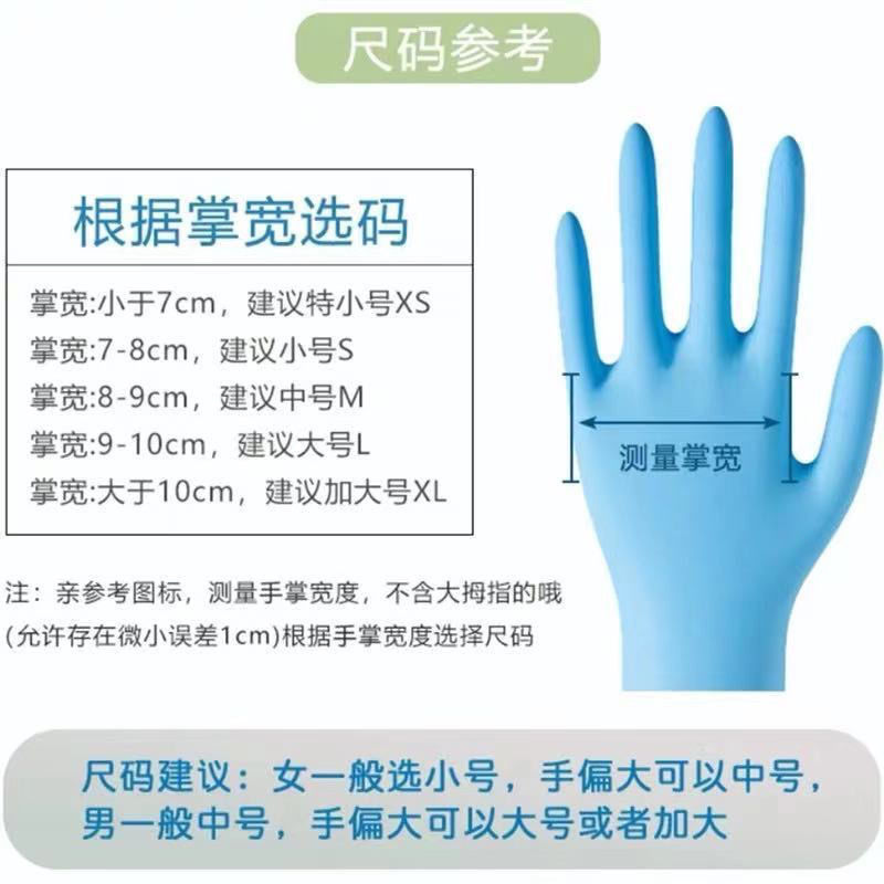 88792-外出正品一次性加厚蓝丁腈手套卫生防油耐酸食品劳保胶乳橡胶手套-详情图