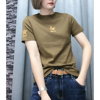 欧洲站t恤女2022新款夏季体恤百搭网红韩版时尚显瘦短袖小众上衣