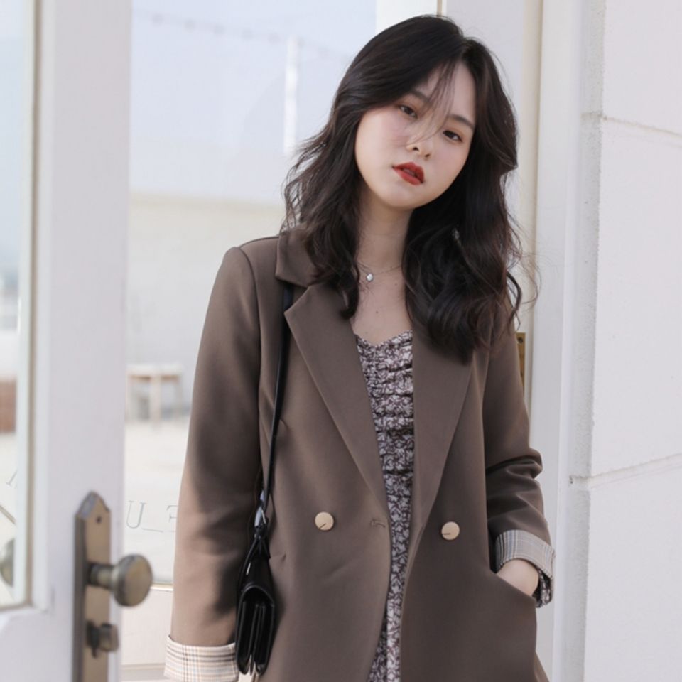  Spring and Autumn New Suit Jacket Mid-length Women's Simple British Temperament Small Suit