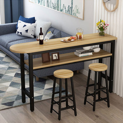 简约现代半圆双层隔断客厅小吧台桌家用细长桌高脚靠墙咖啡餐桌椅
